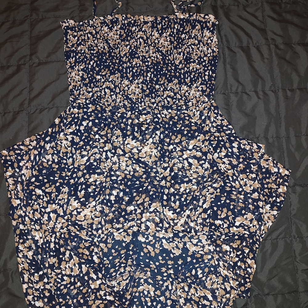 Navy and brown hi low dress